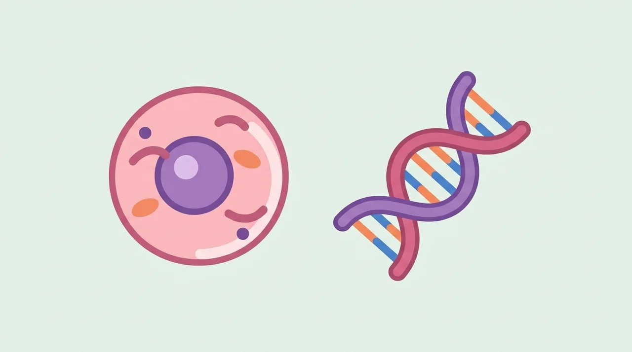 Illustration d’une cellule et d’une double hélice d’ADN